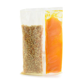 Close-up of SNAPPY Snap-Paks kernels, oil, and salt for convenient popping