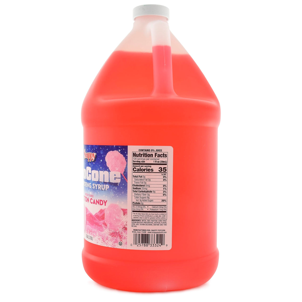 SNAPPY sno cone syrup 1-gallon jug ready-to-use for quick, consistent frozen treats