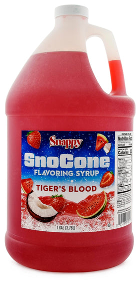 SNAPPY Tigers Blood Syrup bottle for consistent snow cones at gatherings