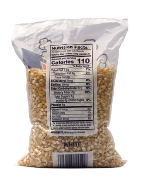 SNAPPY white popcorn kernels designed for air poppers to produce light, hull-free puffs