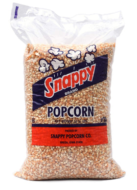 SNAPPY yellow popcorn kernels in a bulk bag ready for popping
