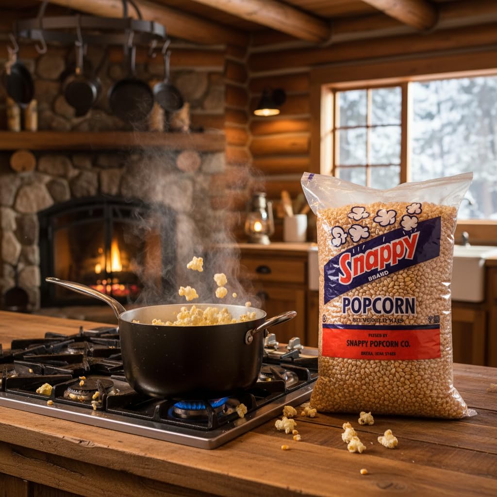 SNAPPY yellow popcorn kernels suitable for kettles, delivering steady batch pops
