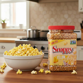 SNAPPY Yellow Popcorn Kernels used in a popcorn machine for a fresh crunch