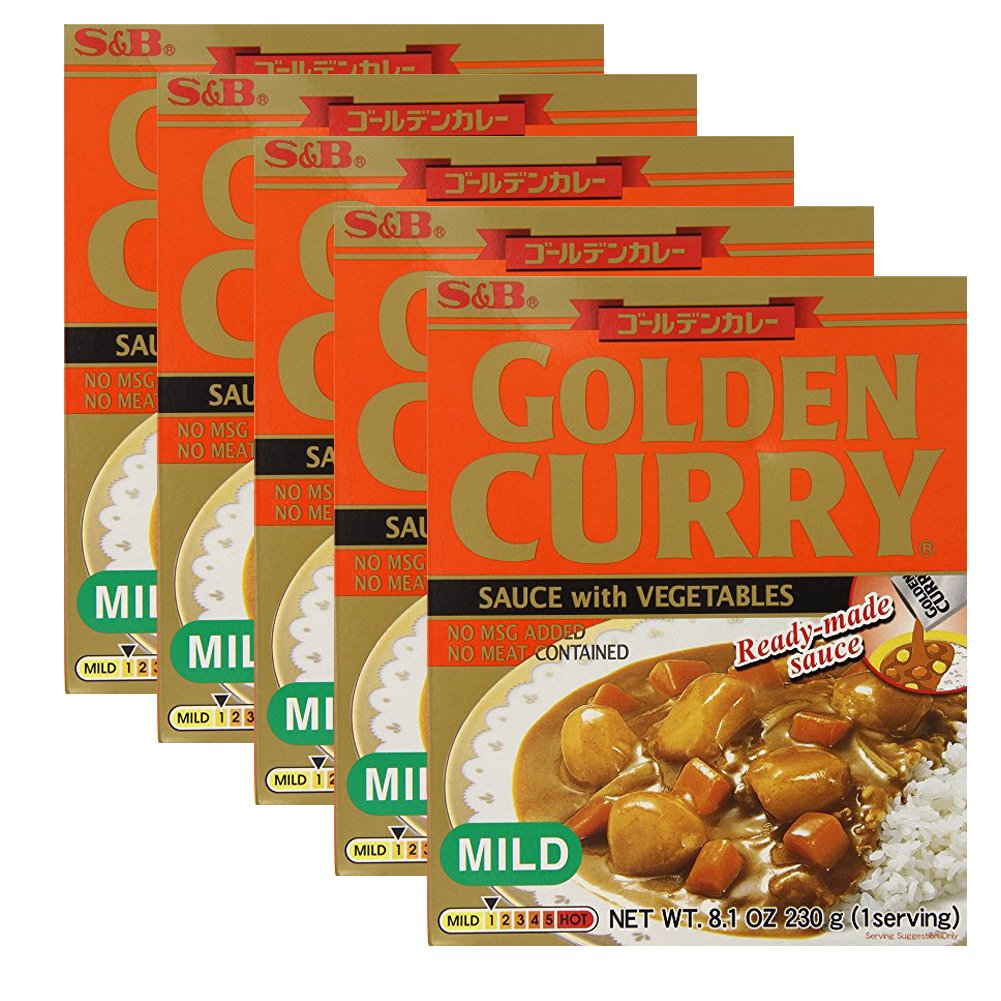 S&B Golden Curry Sauce with Vegetables Mild 5-pack box for quick family meals
