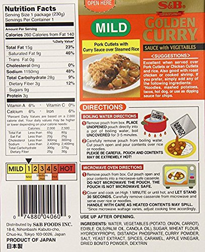 S&B Golden Curry Sauce with Vegetables Mild ingredients close-up showing vegetables