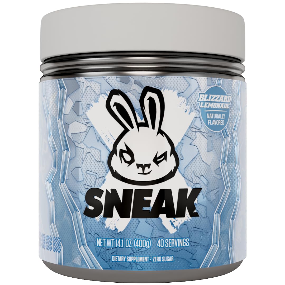 SNEAK Blizzard Lemonade powder tub front with caffeine boost for focus