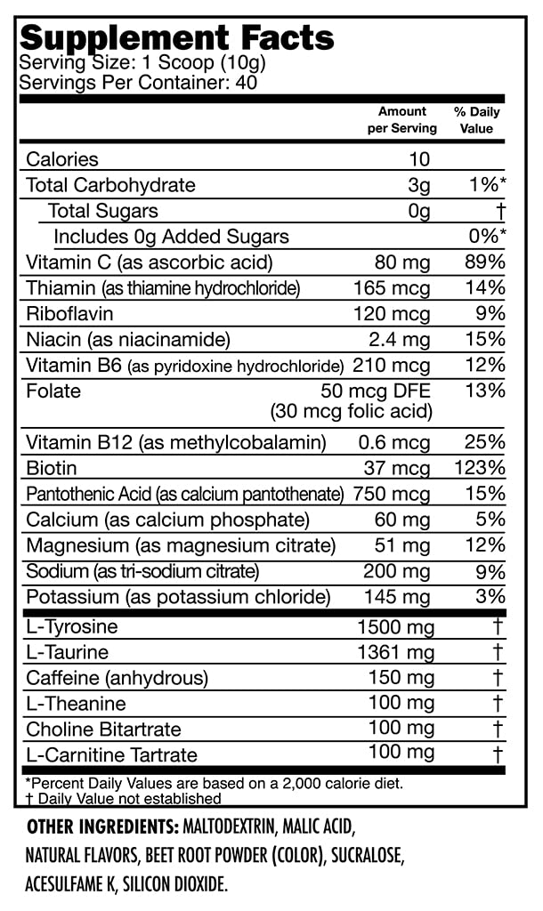 SNEAK energy powder ingredient label closeup showing transparency and flavor clarity.
