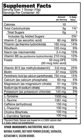 SNEAK energy powder ingredient label closeup showing transparency and flavor clarity.