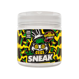 SNEAK Super Sour Watermelon Hydrate front label highlighting caffeine-free hydration.