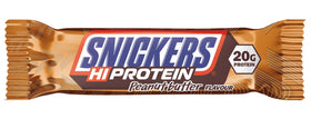 Snickers HI-Protein peanut butter bar served as a high-protein snack.