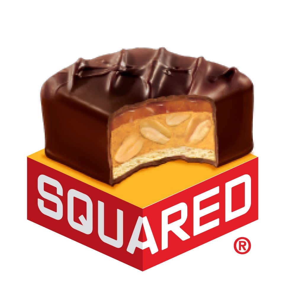 Wrapped Snickers Peanut Butter Squared bars ready for sharing, perfect for piñatas and celebrations.