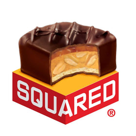 Wrapped Snickers Peanut Butter Squared bars ready for sharing, perfect for piñatas and celebrations.
