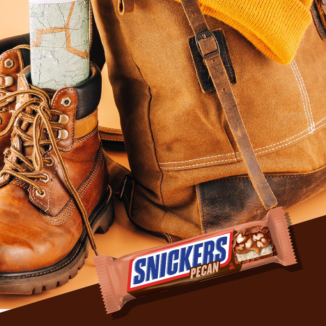 Road trip snack: SNICKERS Pecan bars in bulk packaging.