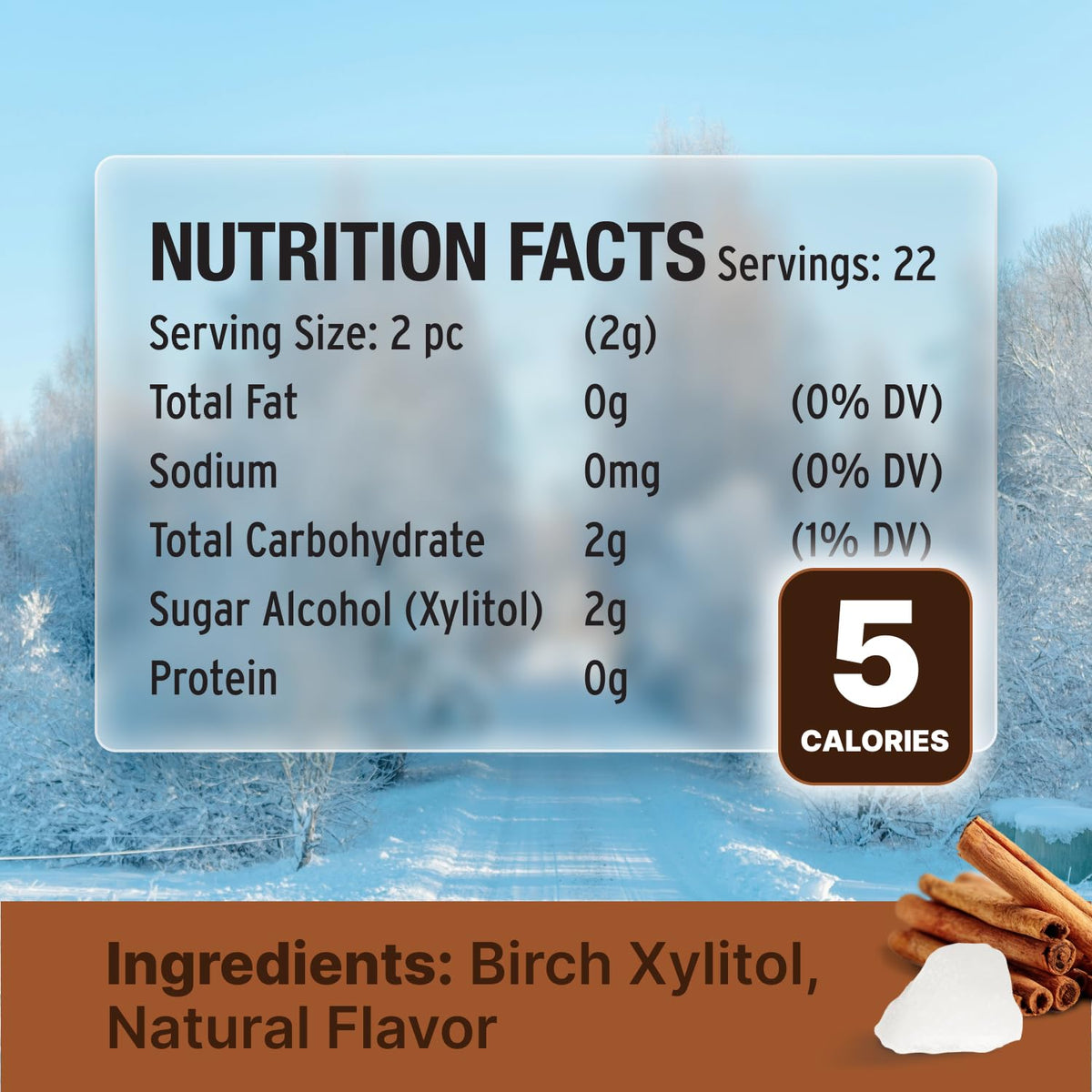SNØ Cinnamon Xylitol Candy Chips crisp bite close-up