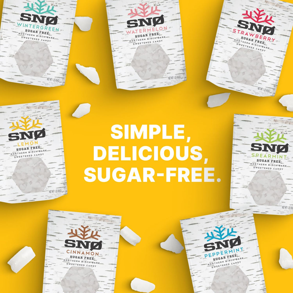 SNØ Lemon Xylitol Candy Chips bright lemon flavor for after-meal rituals.