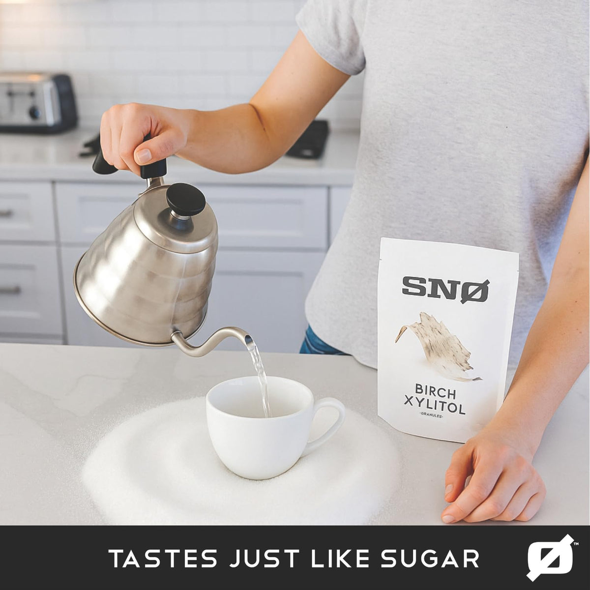 SNØ Xylitol may help support dental health when used as a sugar substitute.