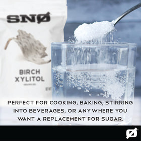 SNØ 1-lb resealable bag showcases purity and easy storage.