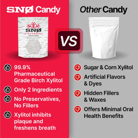 SNØ Strawberry Xylitol Candy Chips crystal-crisp texture supports a clean post-meal refresh.