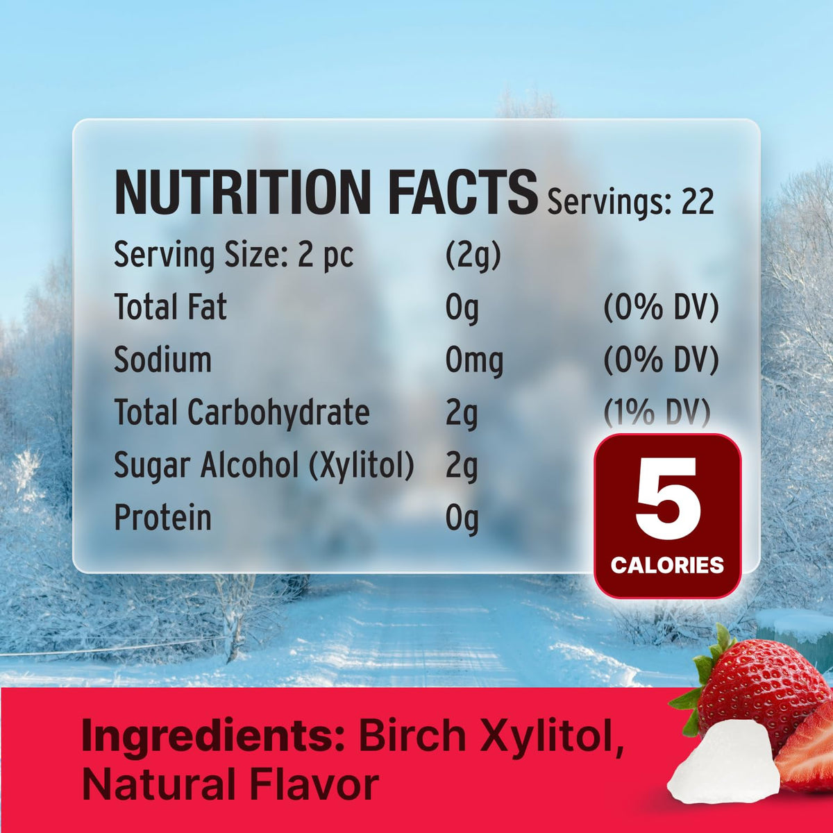 SNØ Strawberry Xylitol Candy Chips open-pack view shows convenient 1 lb bulk bag.