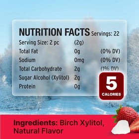 SNØ Strawberry Xylitol Candy Chips open-pack view shows convenient 1 lb bulk bag.
