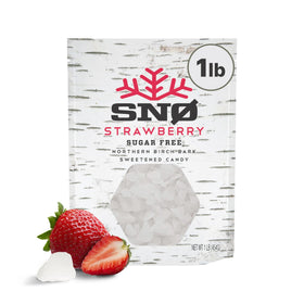 SNØ Strawberry Xylitol Candy Chips pack demonstrates a sugar-free treat for daily oral care.