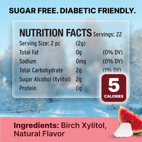 Desk mockup featuring SNØ Watermelon Xylitol Candy Chips bag
