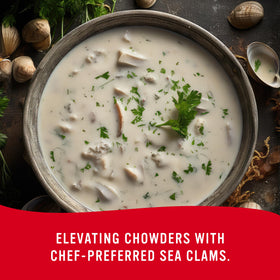 Snow's MSC-certified clams label, sustainably sourced for mindful cooking.