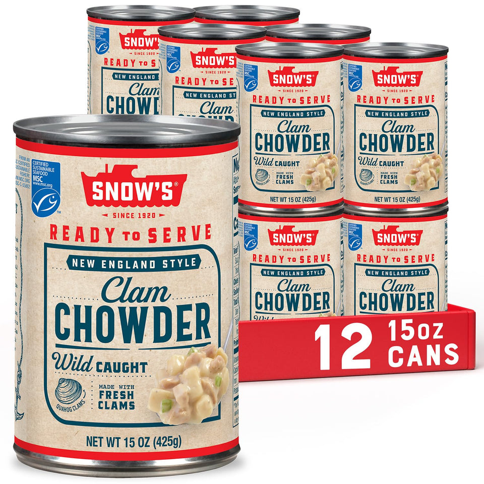 Snow's New England Clam Chowder can pack-12 ready for quick family meals