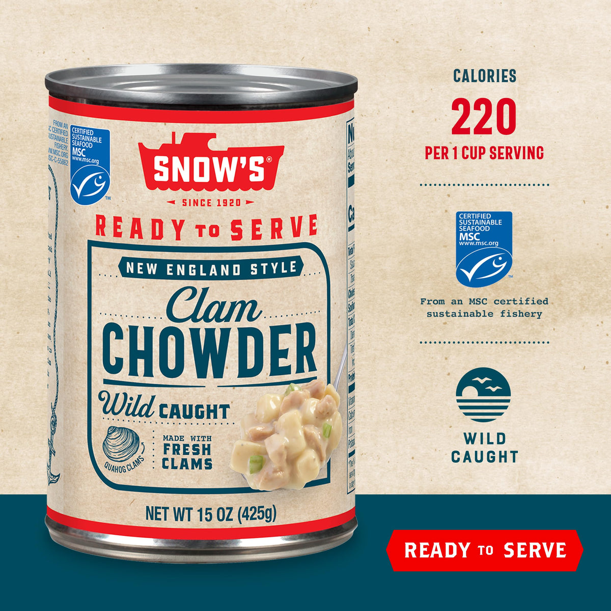 Snow's chowder cream-and-potatoes close-up highlights rich texture and comforting flavor
