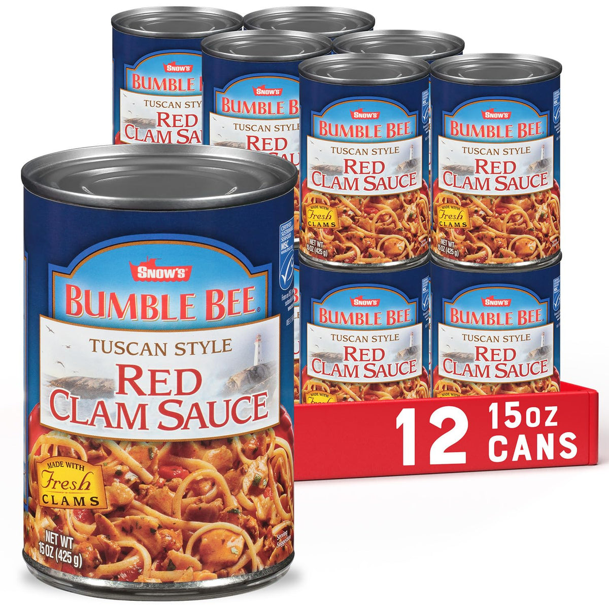 Snow's Tuscan Red Clam Sauce can 15 oz boosts pasta flavor with rich clams.
