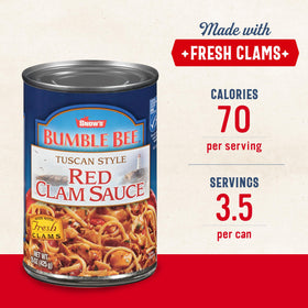 Snow's Tuscan Red Clam Sauce highlights fresh clams for seafood base.