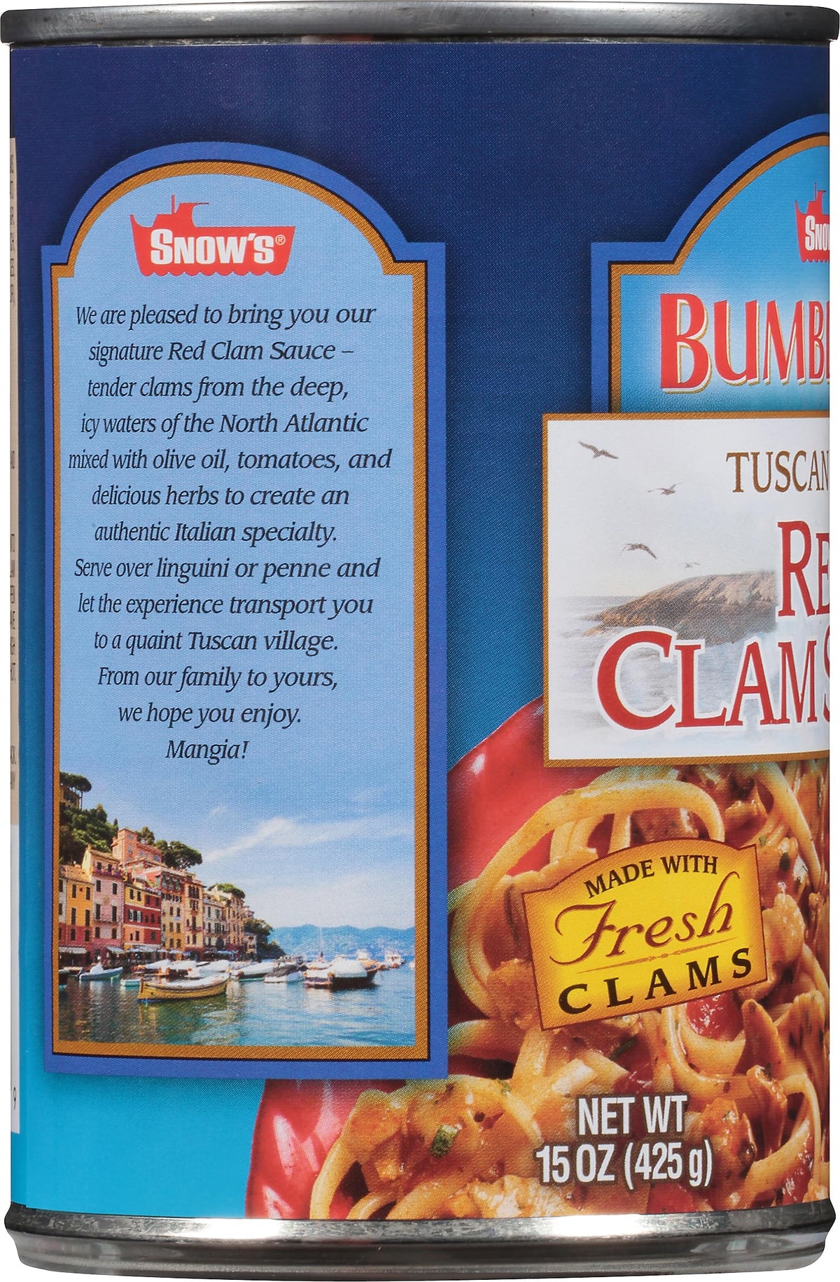 Snow's Tuscan Red Clam Sauce supports seafood recipes with ready flavor base.