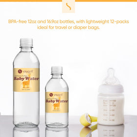 Snugell water being poured into a cup for easy infant hydration