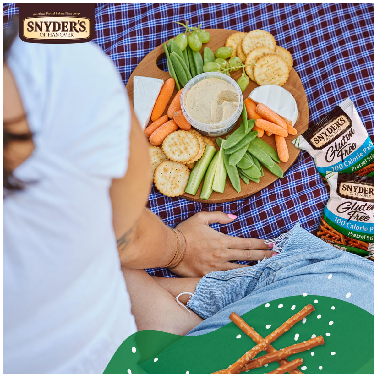 Snyder's Gluten Free Pretzel Sticks crunchy texture highlights crave-worthy gluten-free option.