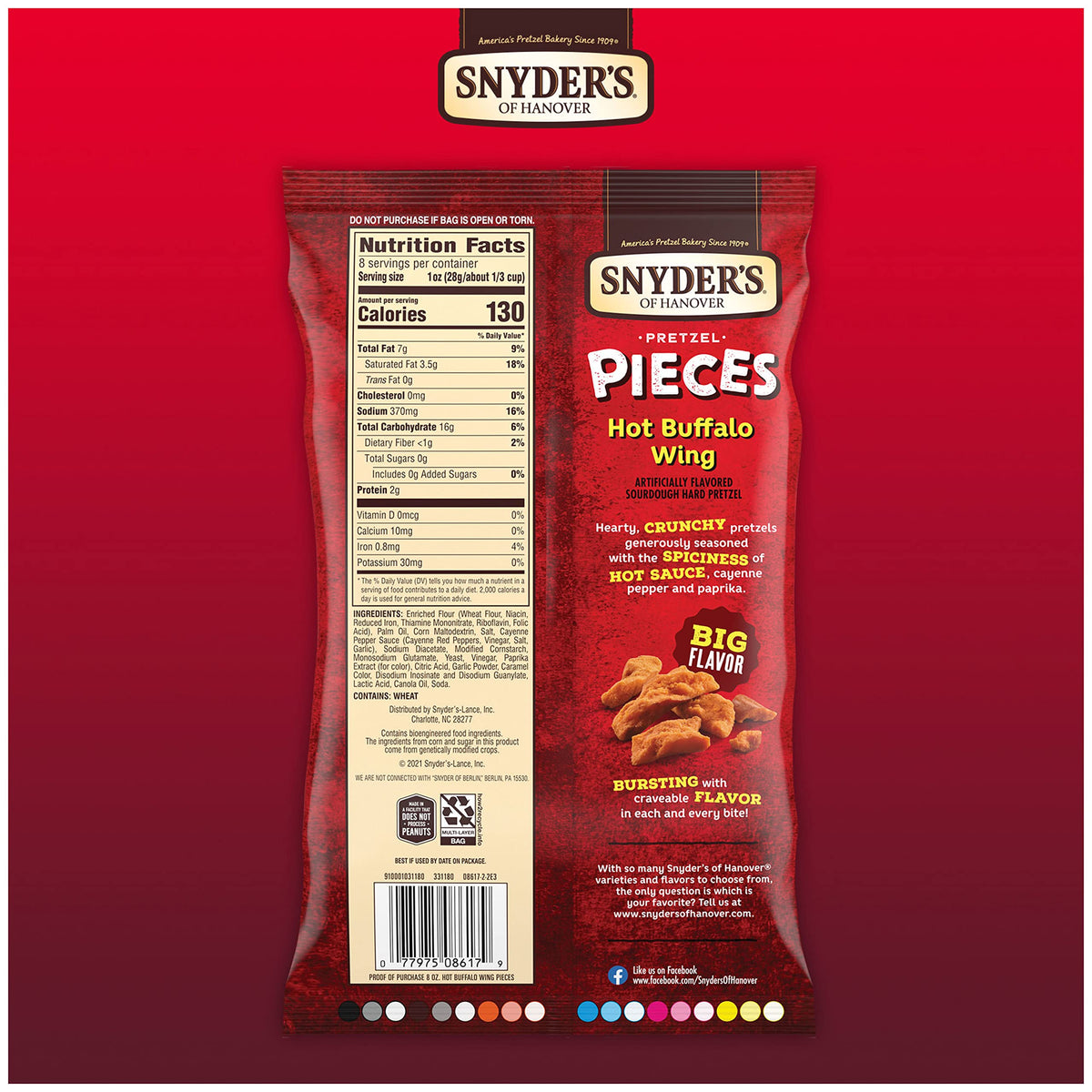 Snyder's of Hanover Hot Buffalo Wing Pretzel Pieces in snack-time setup