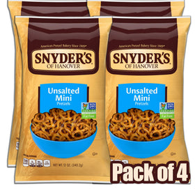 Snyder's of Hanover Mini Unsalted Pretzels – crisp bite for everyday snacking.