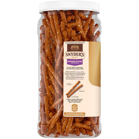 Snyder’s of Hanover Pretzel Dipping Sticks with hummus for quick snacking.