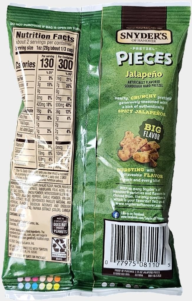 Snyder's jalapeño pretzel pieces with dip pairing suggestions