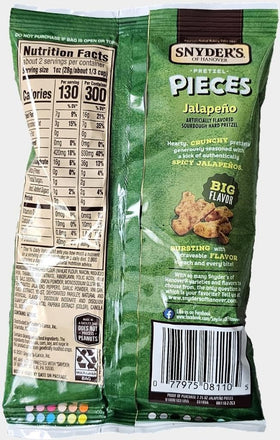 Snyder's jalapeño pretzel pieces with dip pairing suggestions