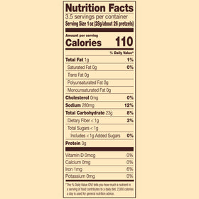 Snyder's of Hanover 3.5-ounce bag close-up showing crisp pretzel sticks for dipping