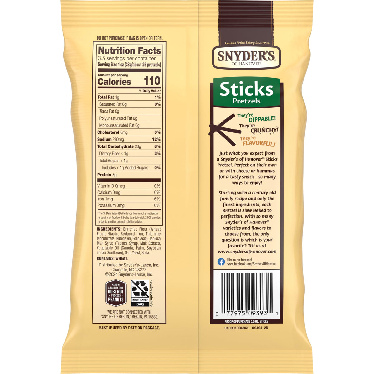 Snyder's of Hanover close-up of crisp pretzel sticks highlighting golden crunch