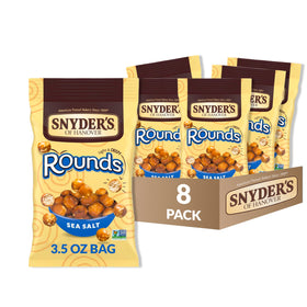 Snyder's of Hanover sea salt rounds offer a crisp, savory bite for on-the-go snacking.