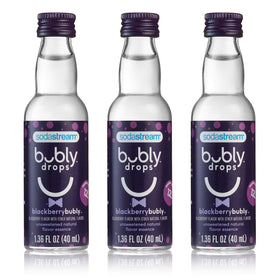 SodaStream Blackberry bubly Drops bottle labeled for unsweetened flavor addition to sparkling water.