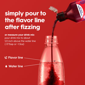 Nutrition note showing 45 calories per 12 oz serving for Bubly Burst Cherry Lemonade.