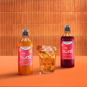 SodaStream Bubly Burst Peach Mango packaging design highlighting flavor