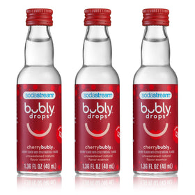 Sodastream bubly Drops Cherry 3-pack bottles ready for at-home flavoring.