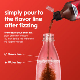 SodaStream Classics Cola bubbles close-up showcasing carbonation.