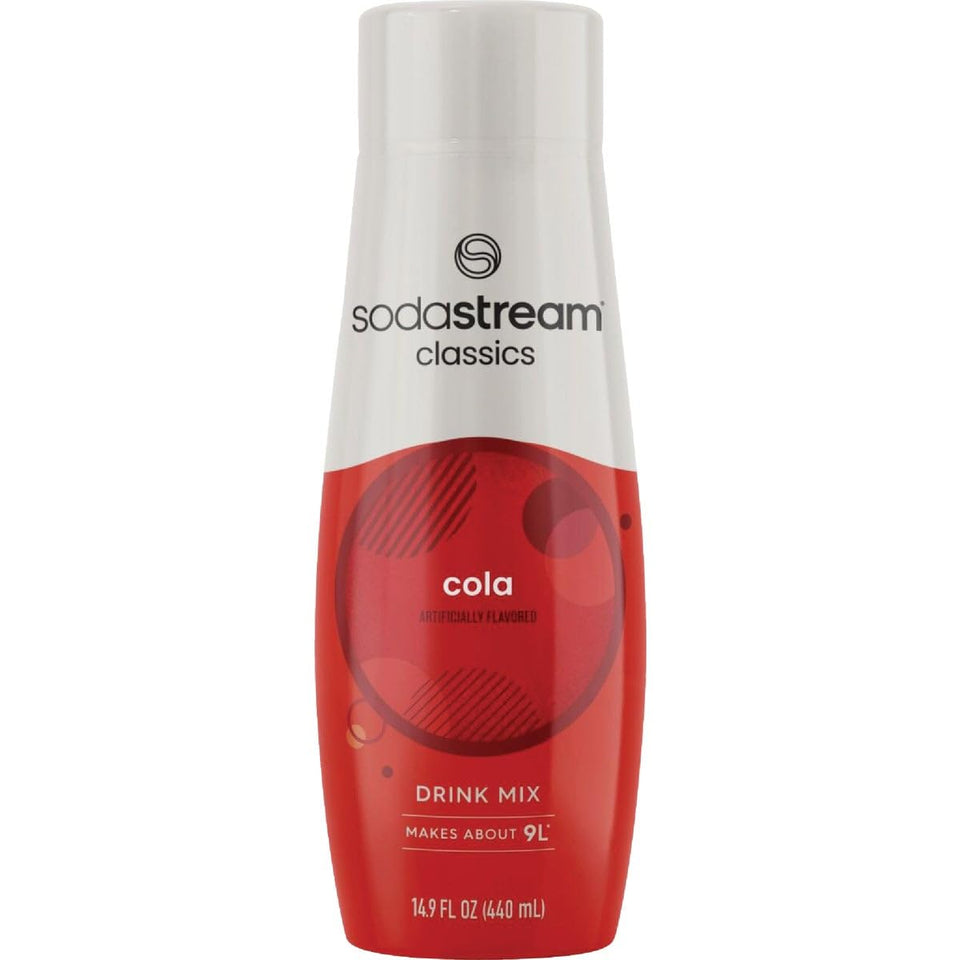 Sodastream Cola Syrup bottle on display for at-home fizzy beverage making
