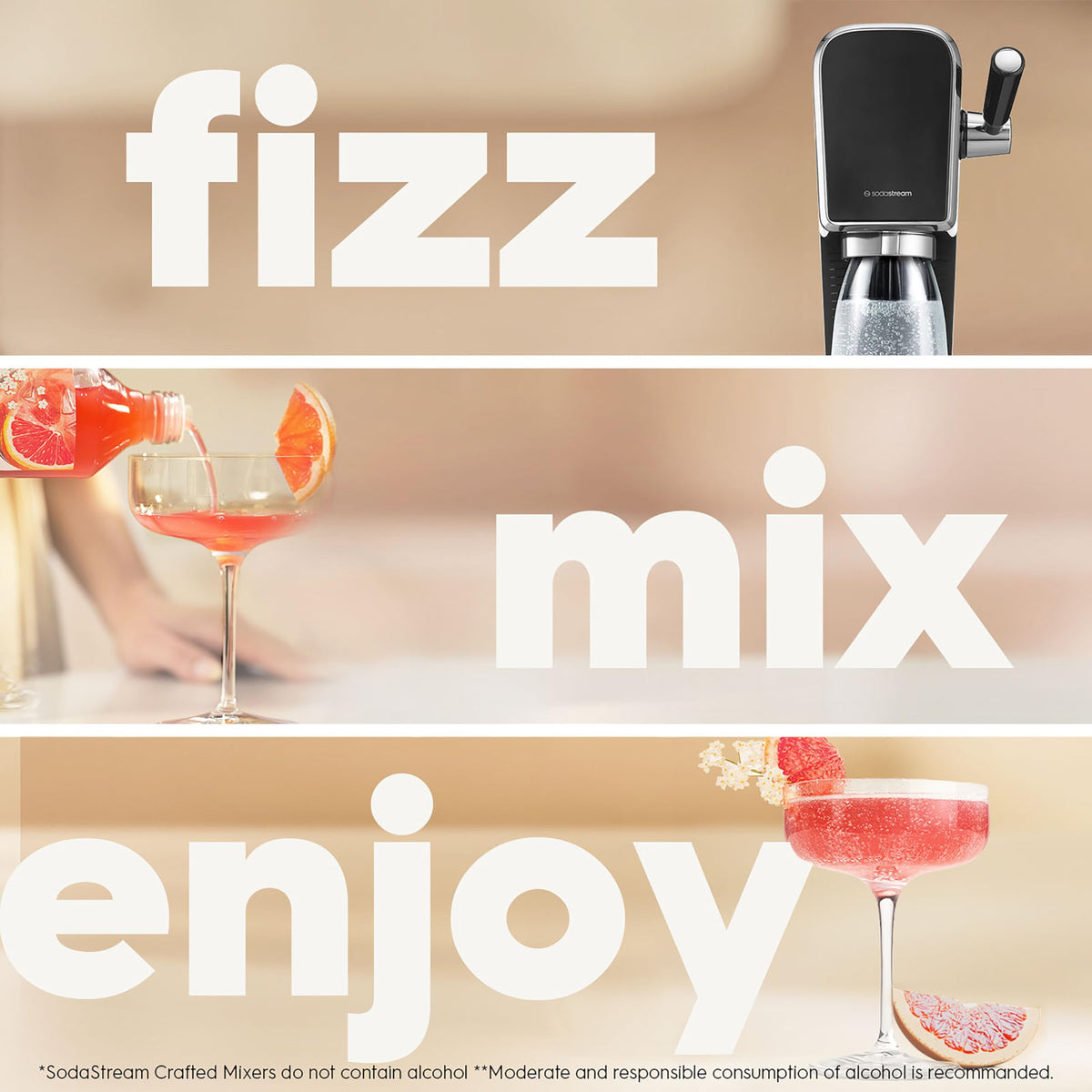 SodaStream Grapefruit Elderflower pour adds aroma to sparkling water