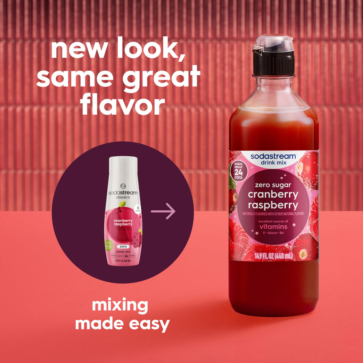 Sodastream Cranberry Raspberry Zero bottle pour, customize fizz levels at home.